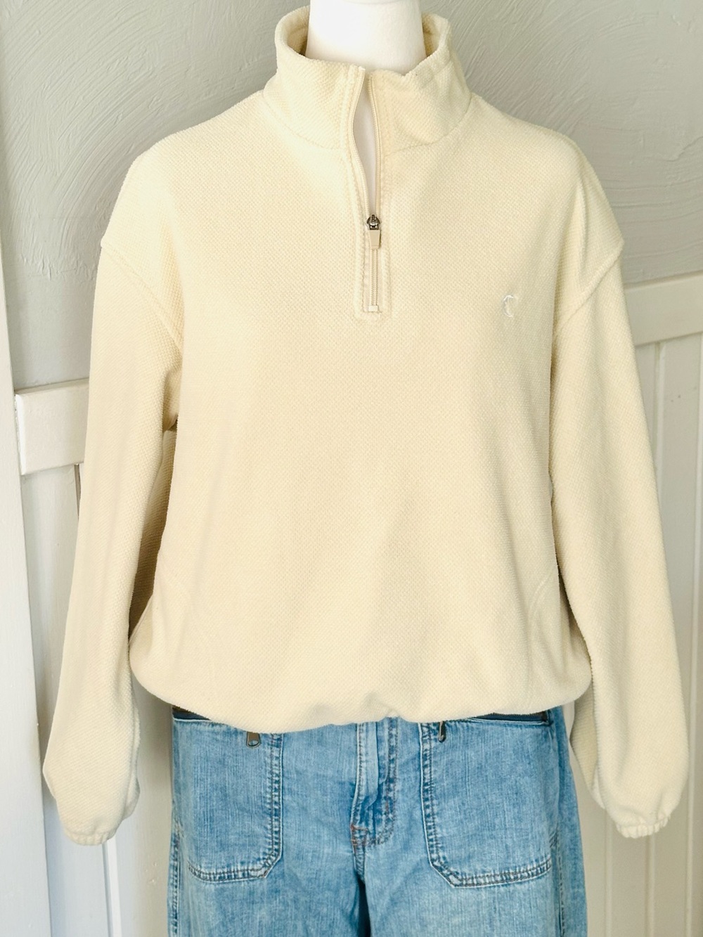ZYIA Elowen Fleece Quarter Zip Cream Natural Activewear Size Small - Picture 3 of 9